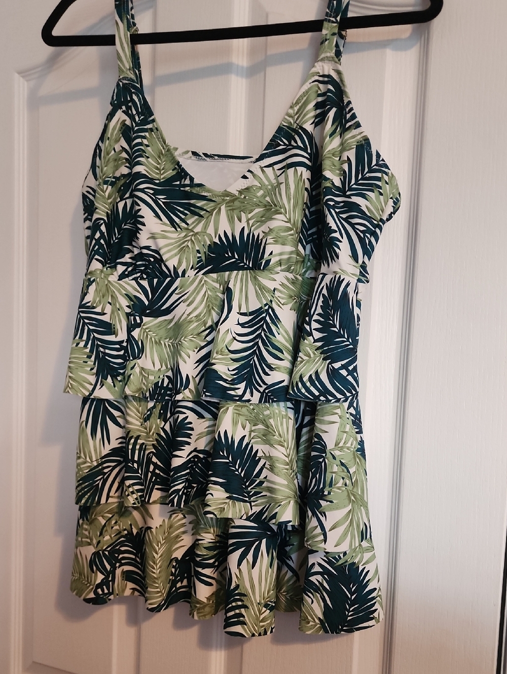 Women’s Green Tropical Tiered Bathing Suit Top